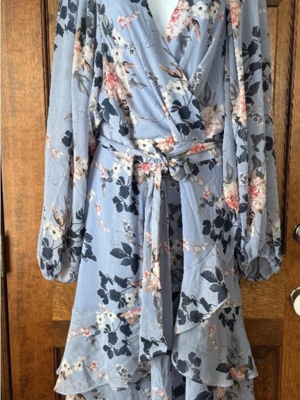 City Chic Powder Blue Floral Wrap Dress
